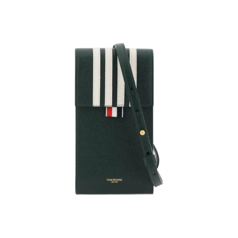 THOM BROWNE· Calfskin One Shoulder Crossbody Cell Phone Pouch Men's Green-1