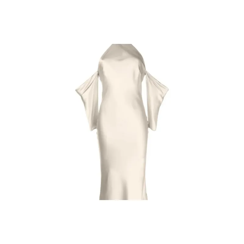 Michelle Mason Halterneck Drop sleeve Maxi Dress-4