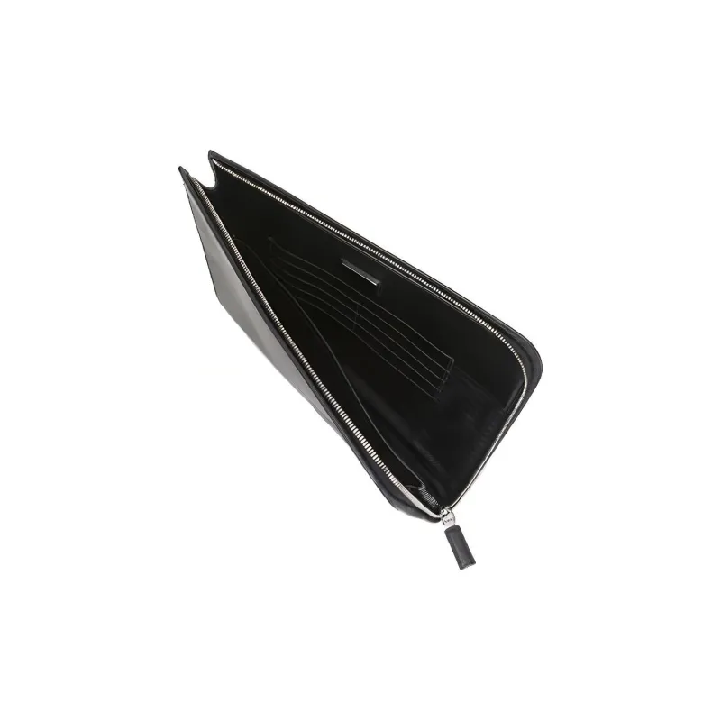 PRADA Leather Clutch Men's Black-5