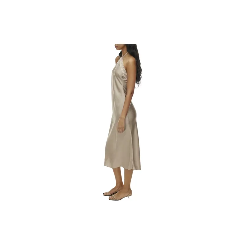 ARITZIA Wilfred Lyon Satin Dress Slip Dresses Women's Humus Beige/Compost Beige Yellow-4