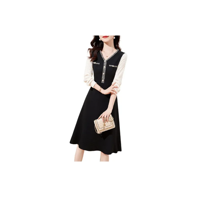 Mo Han Yi Mei Long Sleeved Dresses Women's Black-2