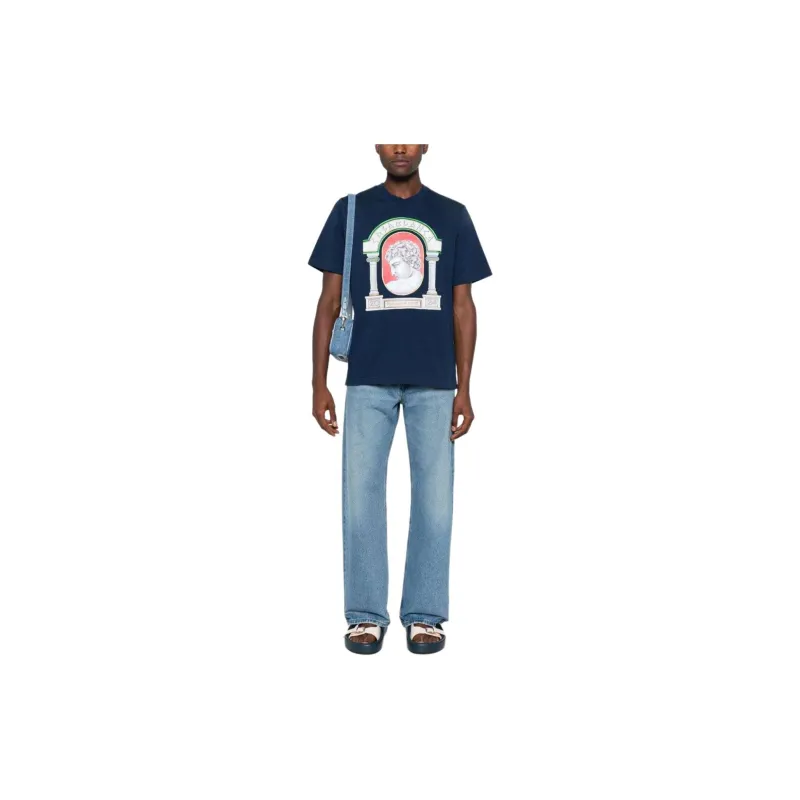 CASABLANCA La Medaille Printed T Shirt 'Navy'-1