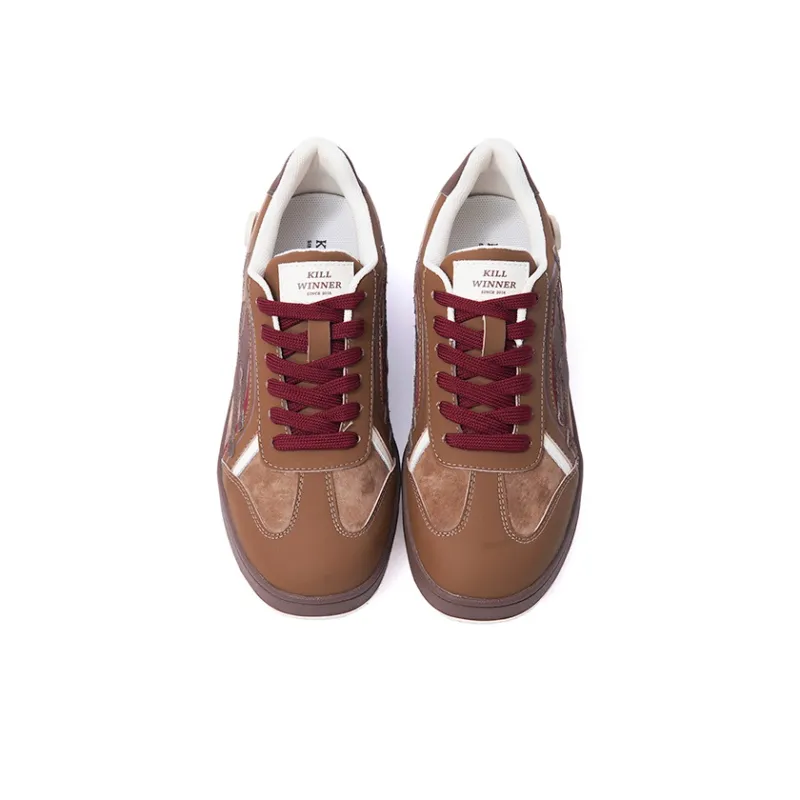 KILLWINNER Caramel Cocoa German Army Trainers Anti Slip Wear Resistant Low Top Skateboard Shoes Unisex Red Brown-3