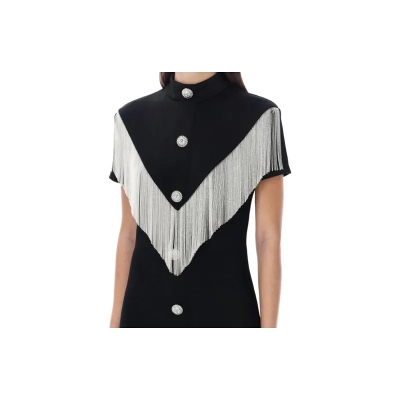 BALMAIN Fringe Detailed Stretched Mini Dress-8
