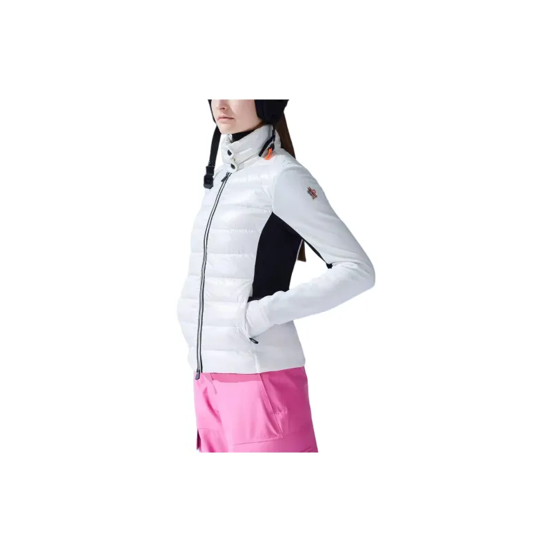 Moncler Padded Fleece Cardigan Down Jacket Women's White-4