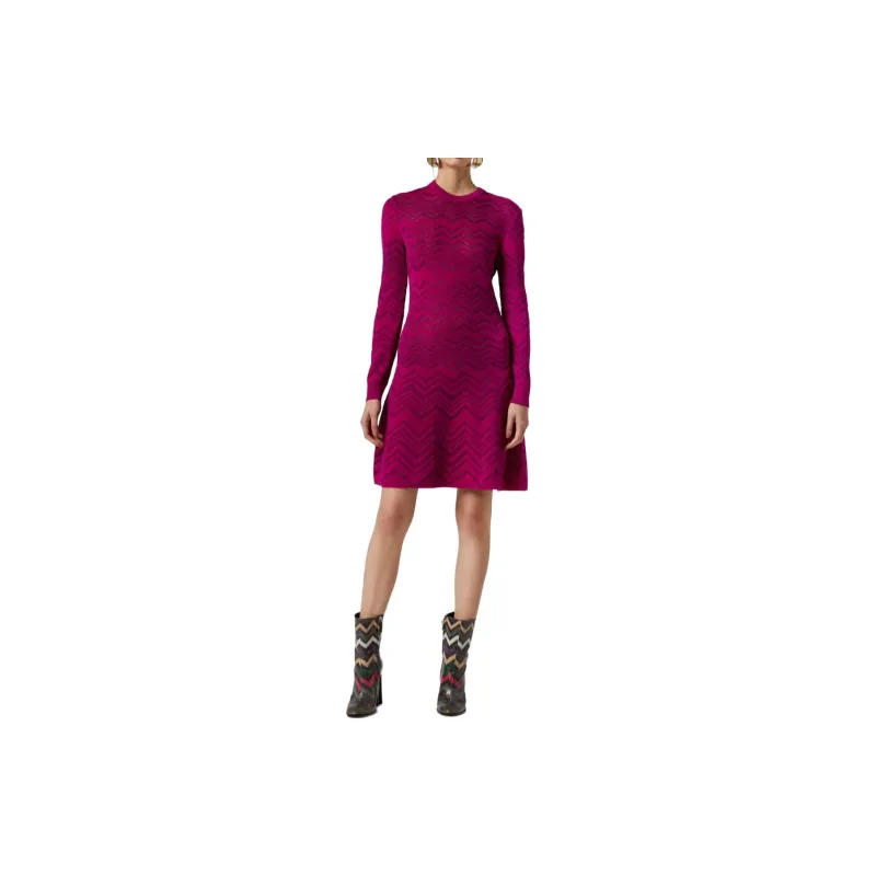 MISSONI Long Sleeved Dresses Women's Burgundy Purple-1