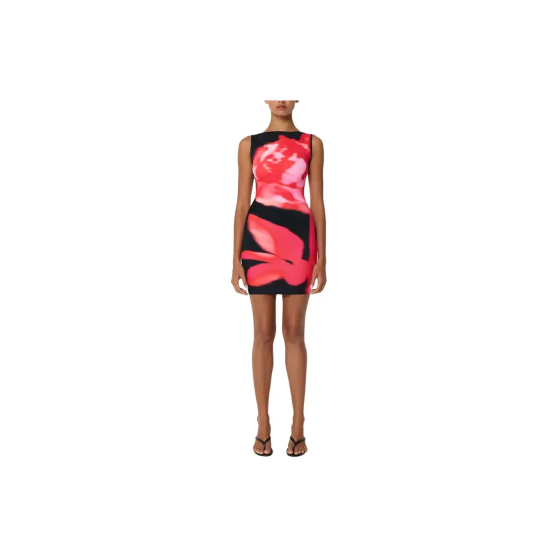 Khy x IOANNES FW24 Smooth Stretch Tank Mini Dress Sleeveless Dress Women's Black Peony-1