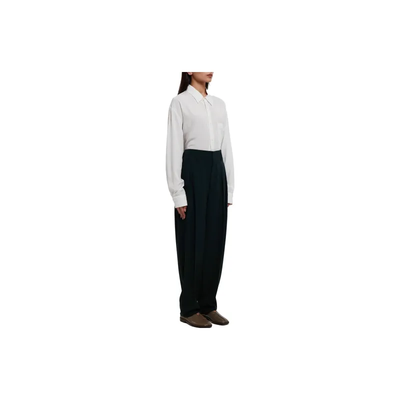 Lemaire Pleated Tappered Pants 'Caviar'-3