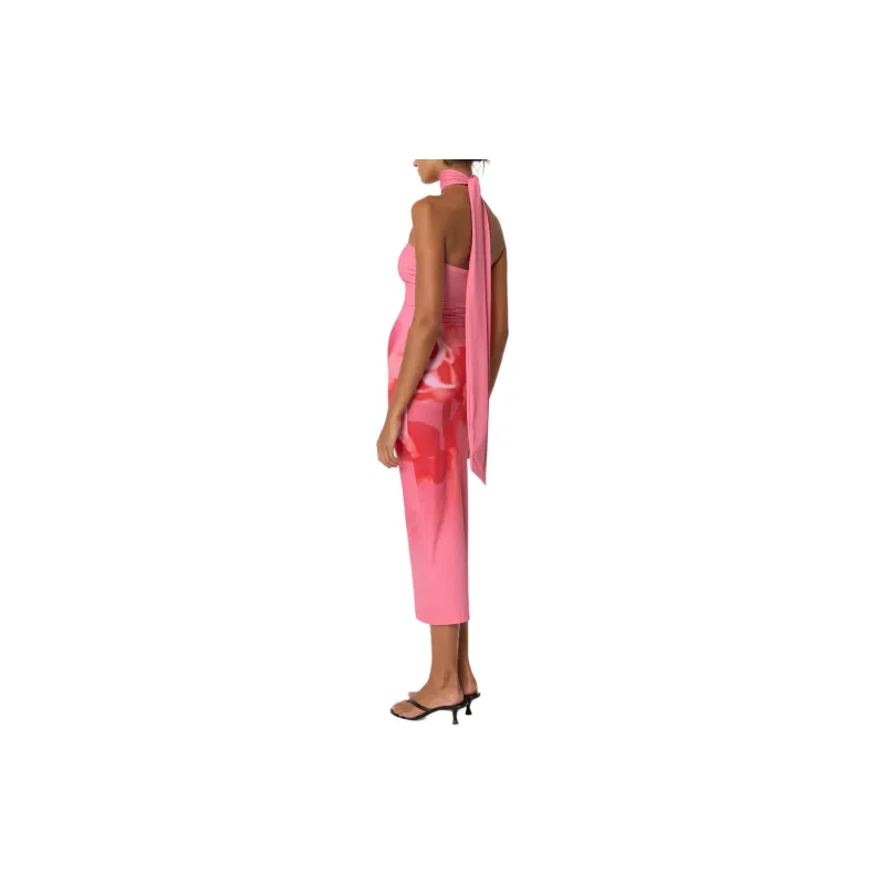 Khy x IOANNES FW24 Smooth Stretch Strapless Midi Dress Sleeveless Dress Women's Pink Peony-3