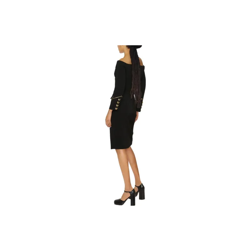 MOSCHINO Teddy Bear buttoned Off shoulder Dress-3