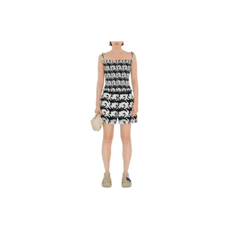 Burberry Casual Shorts Women's Black White-2