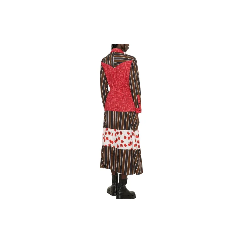 KENZO Patchwork-Detailed Flared Shirt Dress-2