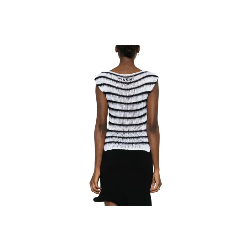 MARNI Open-knit Striped Top-2