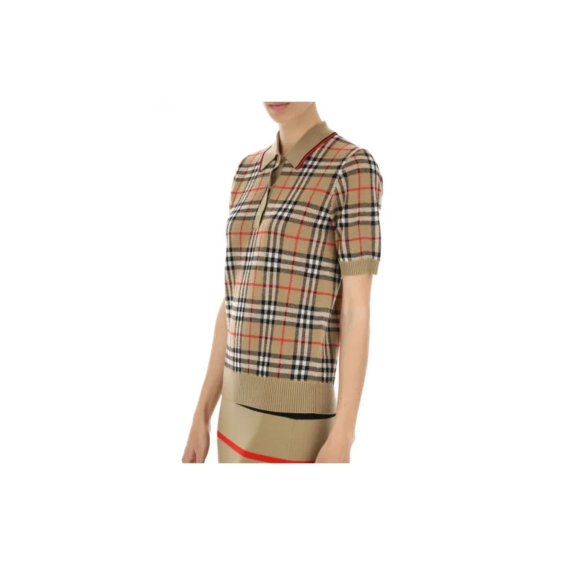 Burberry Vintage Check Wool Polo Shirt 'Archive Beige'-4