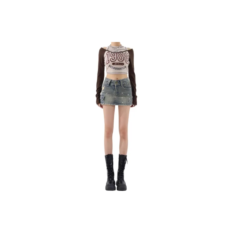 Concubine Zhu Denim Short Skirts Women's Blue-6
