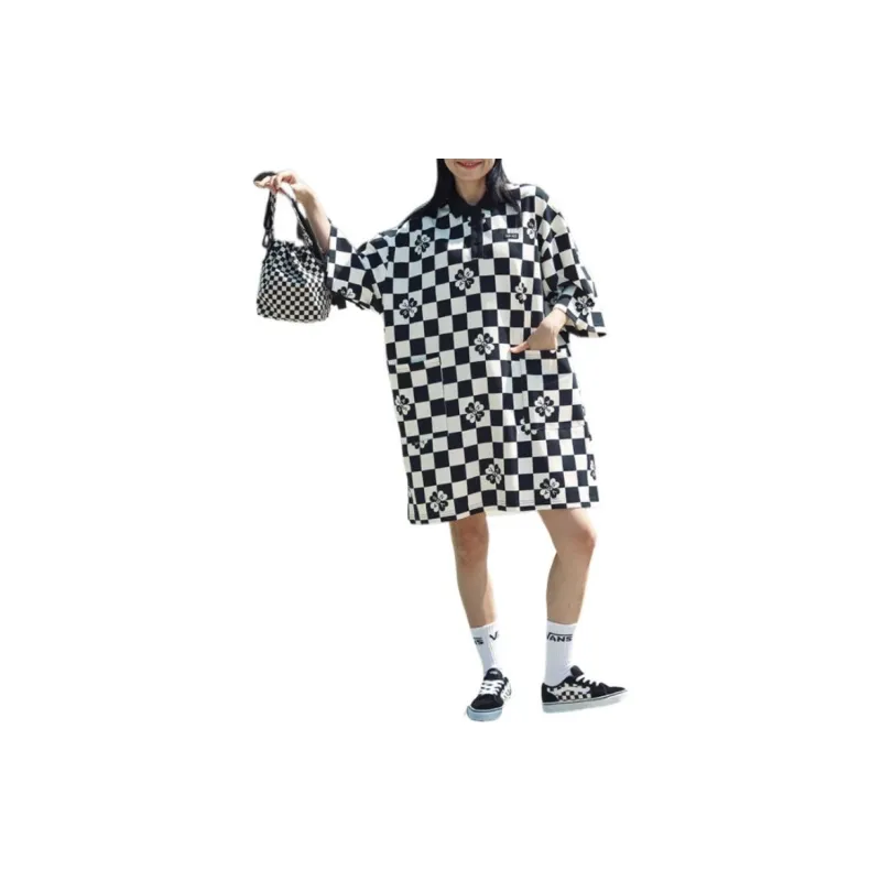 Vans Short Sleeved Dresses Women's Black White-1