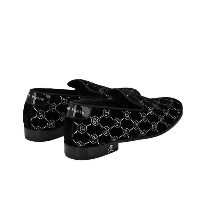 PHILIPP PLEIN Strass Monogram Loafers Men's Black-3
