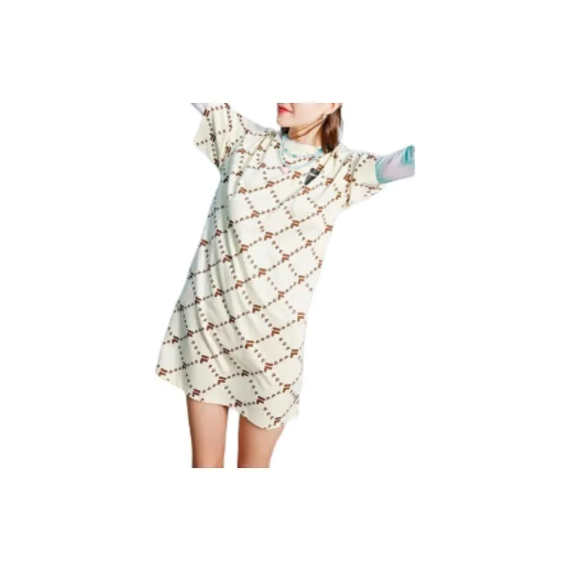 FILA FUSION Short Sleeved Dresses Women's Antique Style White-4
