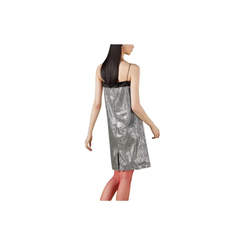 GUCCI Slip Dress Women's Silver White-3
