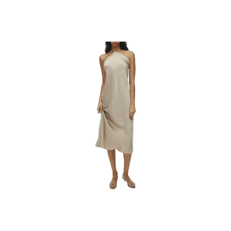 ARITZIA Wilfred Lyon Satin Dress Slip Dresses Women's Humus Beige/Compost Beige Yellow-2