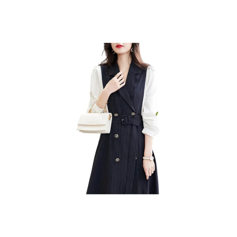Dme Long Sleeved Dresses Women's Navy Blue-1