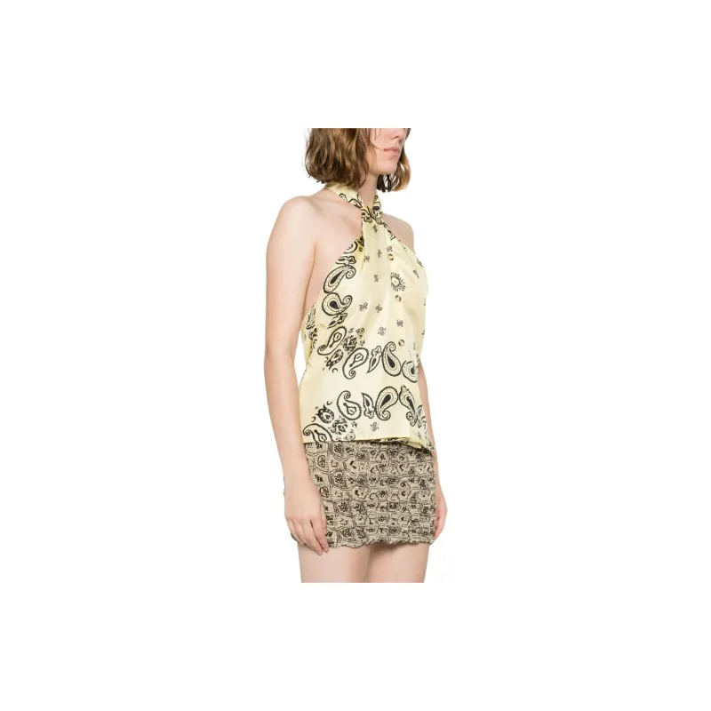 NANUSHKA Bandana-print Halterneck Silk Top-3