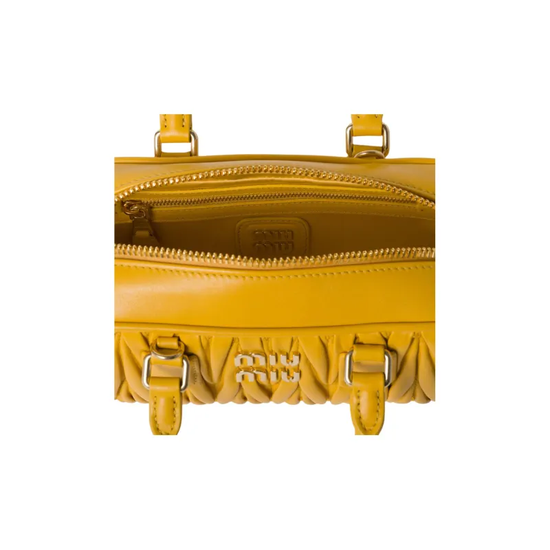 MIU MIU Arcadie Series Leather Shoulder Bag, Crossbody Bag, Handbag Women's Sunshine Yellow-4