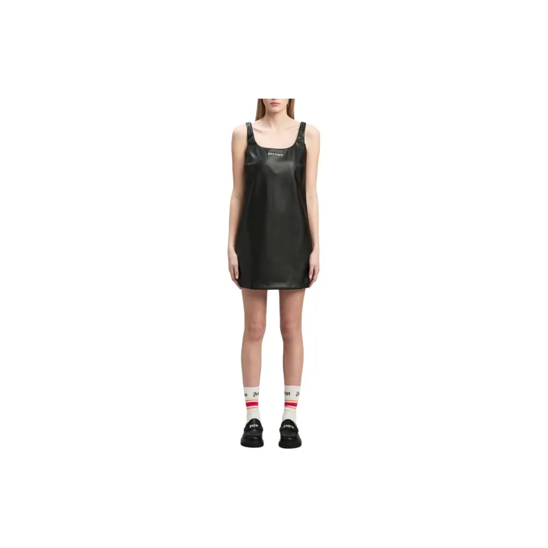 PALM ANGELS Logo Embroidered Sleeveless Mini Dress-1