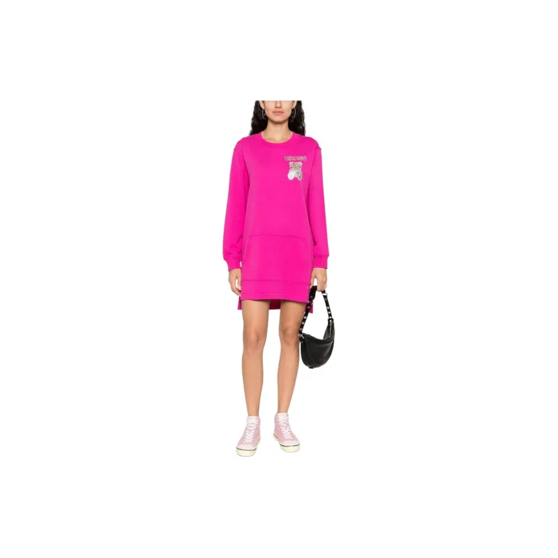 MOSCHINO Teddy Bear Embellished Crewneck Sweatshirt Dress-2