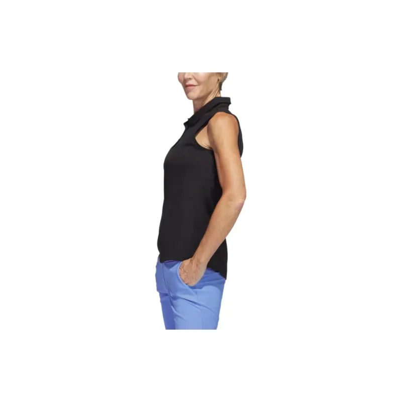 Adidas TEXTURE SLEEVELESS GOLF Polo Shirt Women's Black-4