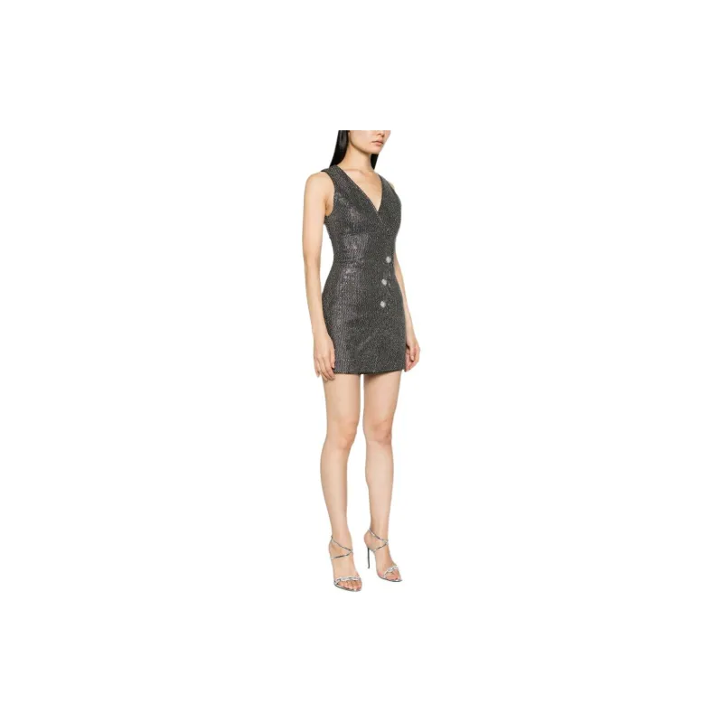 BALMAIN Rhinestone-embellished V-neck Minidress-2