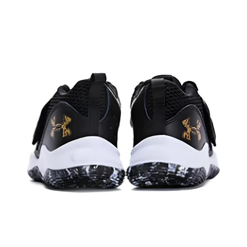 Under Armour Slip Resistant Low Top Children's Basketball Shoes Black Teenagers-3