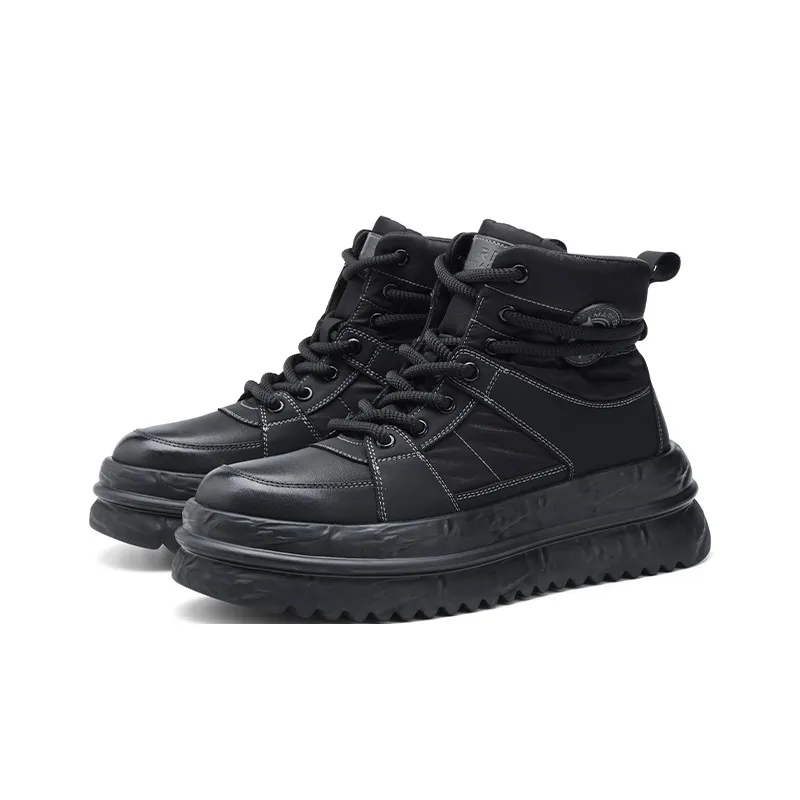 FAIRWHALE High Top Skateboard Shoes Men's Black-2