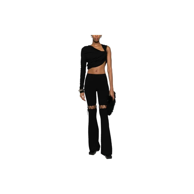 Nensi Dojaka Lace up Ribbed Trousers-1