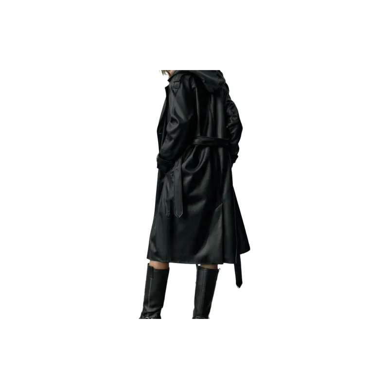 ZARA Trench Coats Women's Black-2