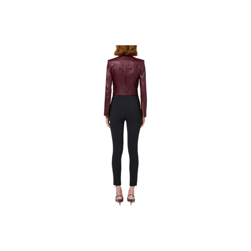 Elisabetta Franchi Stretch Crepe Zip Detailed Straight Trousers-2