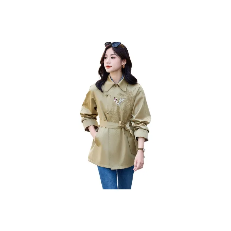 Yi Mengyuan Cropped Trench Coat Women's-11