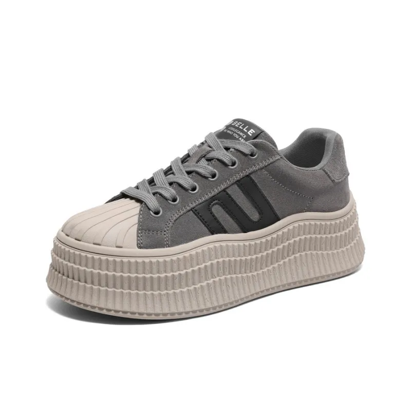 BELLE Anti Slip And Wear Resistant Lightweight Height Increasing Low Top Skateboard Shoes Women's-1