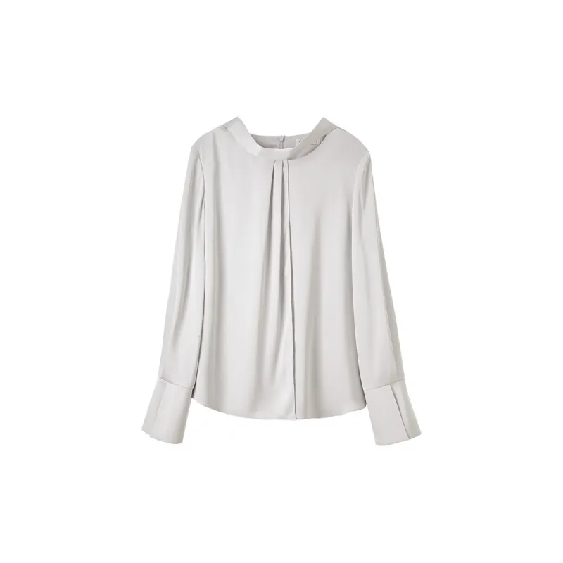 SENTUBILA Chiffon Shirts Women's Glacier Gray-8