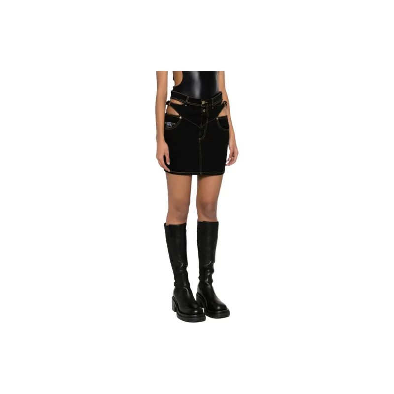 VERSACE JEANS COUTURE Baroque Buckle Denim Mini Skirt-3