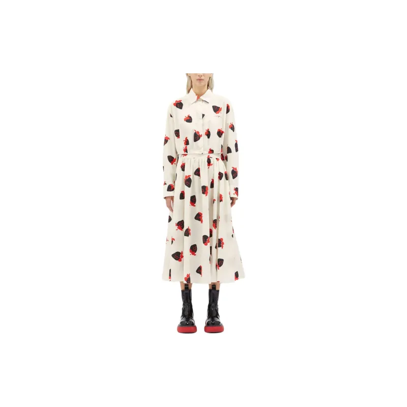 MSGM Strawberry Printed Pleated Midi Skirt-1