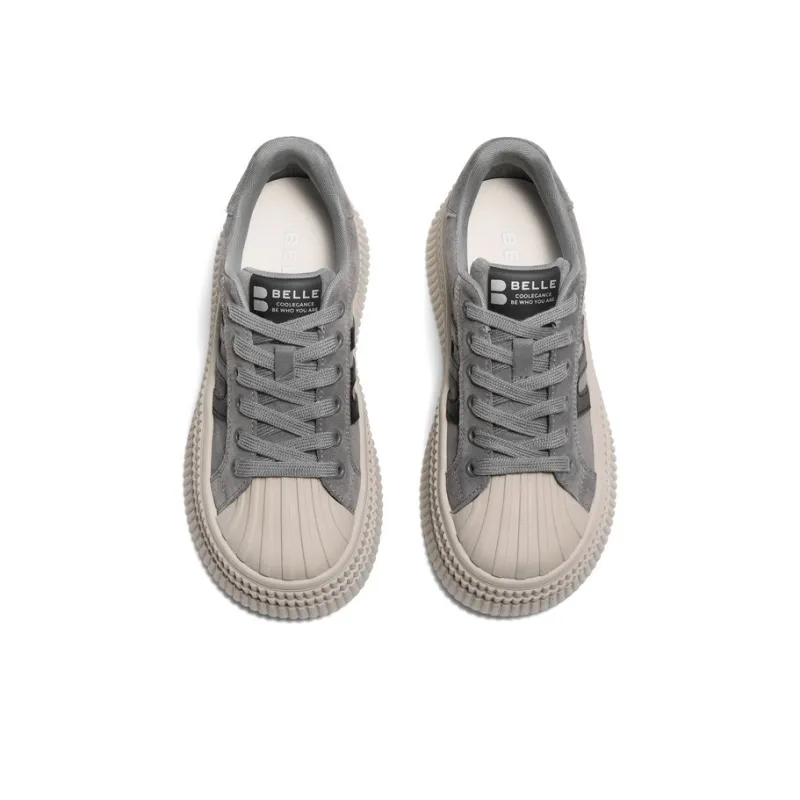 BELLE Anti Slip And Wear Resistant Lightweight Height Increasing Low Top Skateboard Shoes Women's-2
