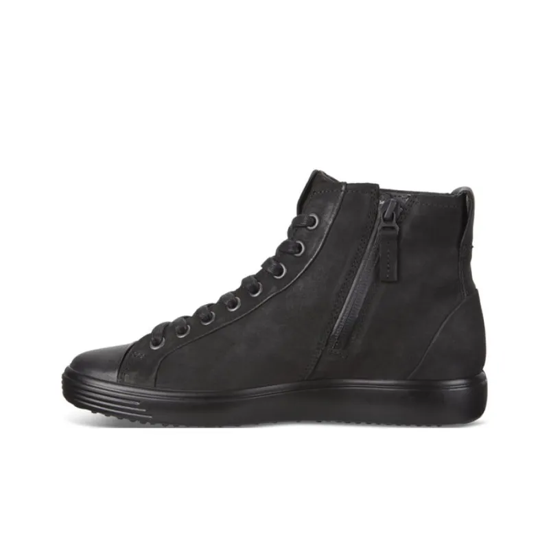 Ecco Soft 7 Anti-Slip Wear-Resistant High-Top Skateboard Shoes Women's Black-0