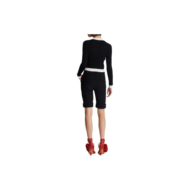 BALMAIN Contrast border Ribbed Knit Cardigan-2