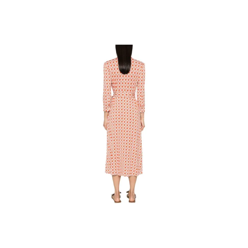 DVF Diane Von Furstenberg SS24 Long Sleeved Dress Women's Pumpkin Orange-2