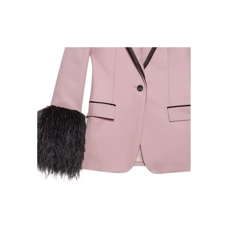 GUCCI Feather trimmed Single breasted Blazer-1