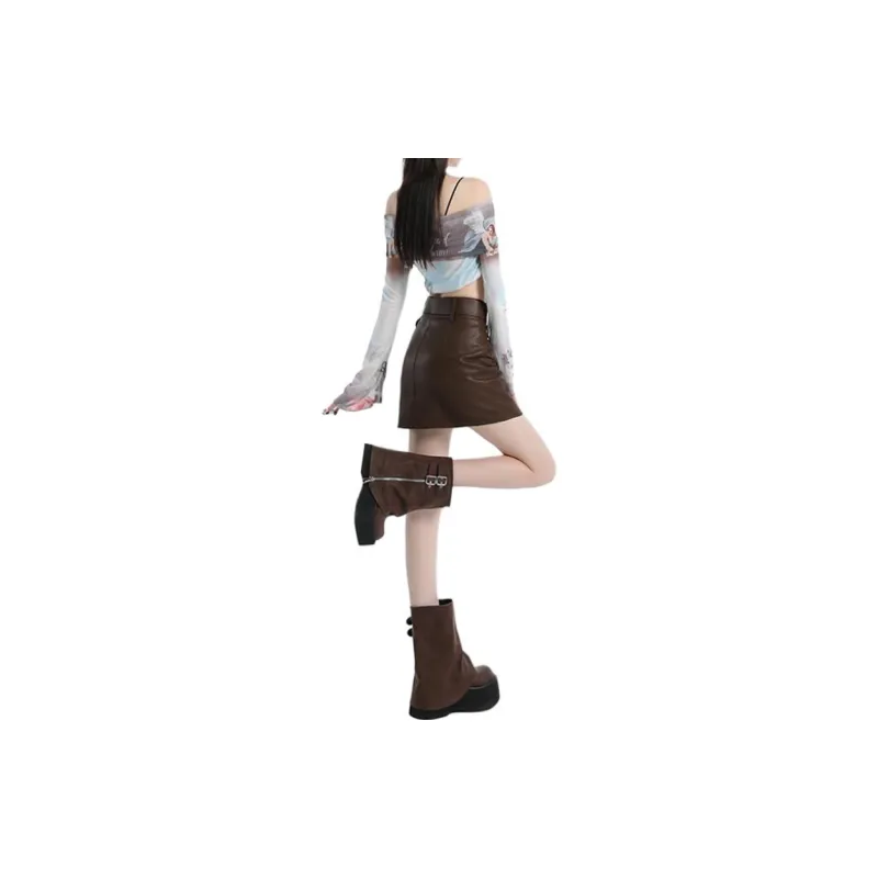 Concubine Zhu Leather Short Skirts Women's-19