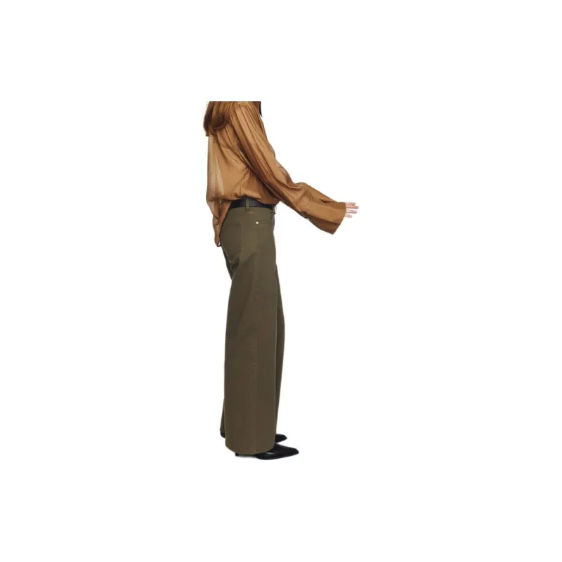 H&M Casual Pants Women's Dark Khaki Green-1
