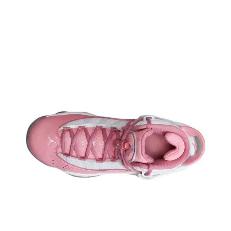 Jordan Air Jordan 6 Rings Anti-Kick Cushioning Mid-Top Children's Basketball Shoes Pink Teenagers-2