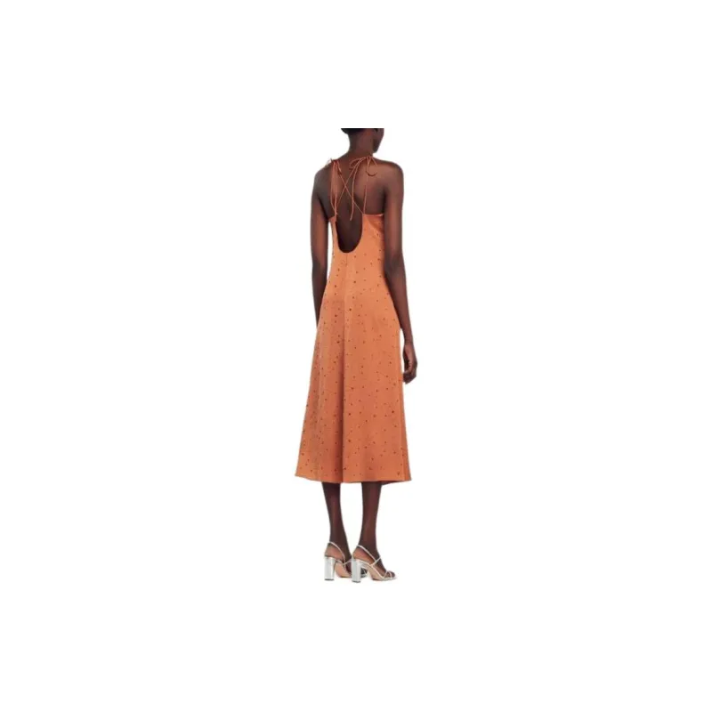 Sandro Rhinestone Dress Sleeveless Dress Women's Orange-2